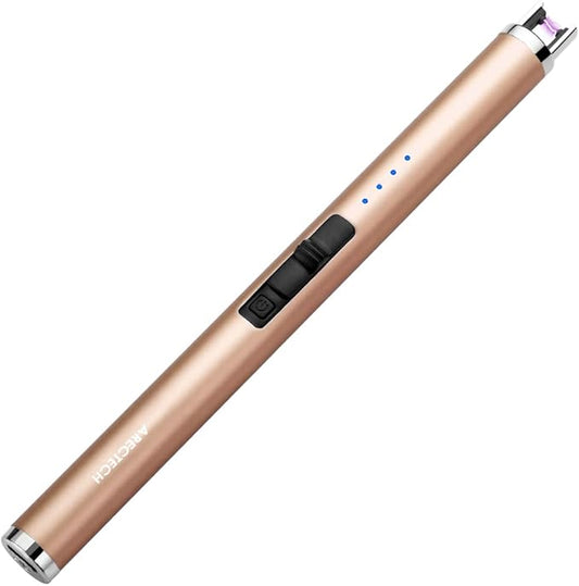 ARECTECH Rechargeable Electric Candle Lighter Arc Plasma Lighters for Candle Kitchen Camping Type-C Champagne Gold