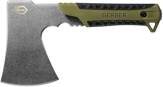 Gerber Gear Pack Hatchet - 3.5" Steel Blade with Full Tang - Camping Hatchet with Included Mountable Nylon Sheath - Sage Green