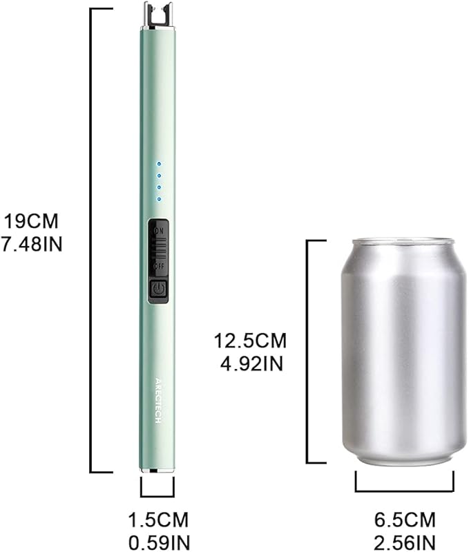 ARECTECH Lighter Electric Lighter Candle Lighter Rechargeable Type-C USB Lighter Plasma Arc Lighters for Candle Camping Kitchen Green