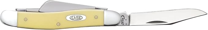 Case XX WR Pocket Knife Medium Stockman, Yellow Synthetic Handle, Carbon Steel Blades, Length Closed: 3 5/8 Inches W/Sharpening Stone