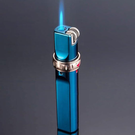 Blue Cool Butane Torch Lighters,Refillable Adjustable Jet Flame Lighter,Windproof,Gift for Men Candles Camping BBQ (No Butane Fuel)