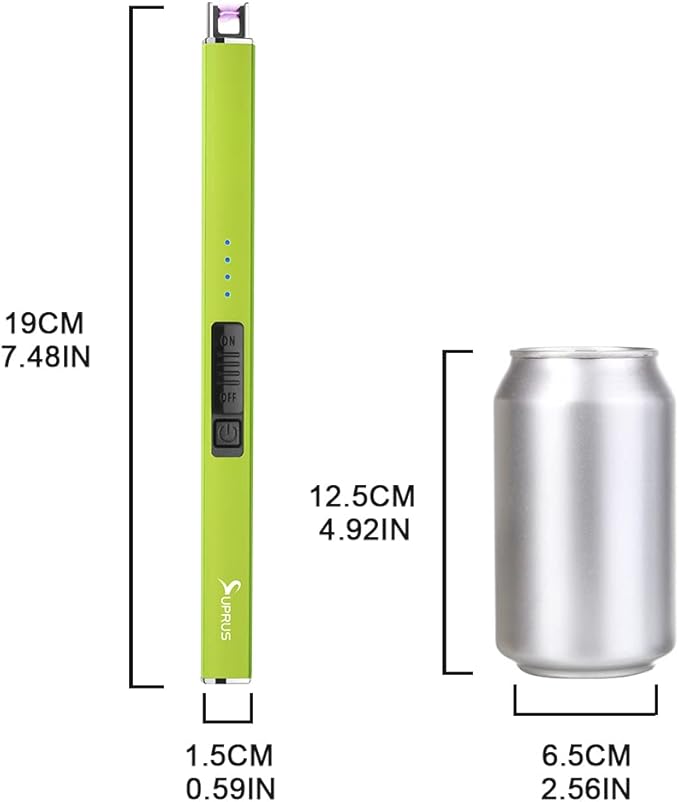 SUPRUS Fluorescent Lighter Glows in The Dark Electric Lighter Candle Lighter Rechargeable USB Arc lighters with Safety Lock Windproof Flameless Plasma for Candle BBQ Camping (Yellow)