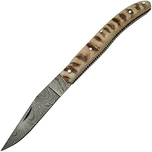 Damascus Laguiole Folder Horn