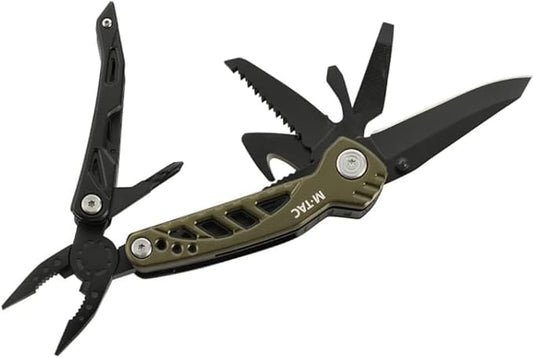 M-Tac 11-in-1 Multitool Pliers - Stainless Steel Utility Screwdriver Multi Tool in Nelon Belt Sheath for EDC Outdoor Camping, Fishing, Survival, Hiking (Olive #2)
