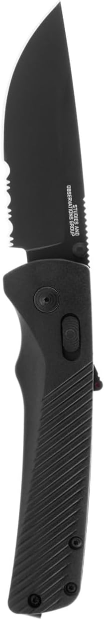 SOG Flash AT Daily Carry Ambidextrous Partially Serrated Pocket Folding Knives Ergonomic Handle D2 Steel Blade