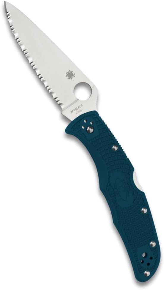 Spyderco Endura 4 Lightweight Folding Knife with K390 Premium Steel Blade and Durable Blue FRN Handle - C10FSK390