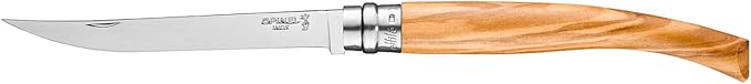 Opinel Effile Slimline Series Folding Fillet Knife – Slim Blade Folding Knife, Virobloc Locking Collar, Sustainably Harvested Wood Handles, Updated Blade Profile (Olivewood/No.12)