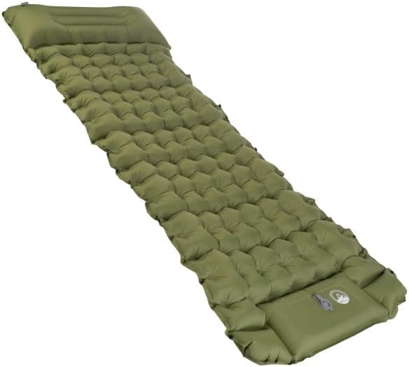 Wakeman Sleeping Pad for Camping - Inflatable Mat with Built-in Foot Pump - Waterproof Camp Mattress - Camping Gear Must Haves Outdoors (Olive)