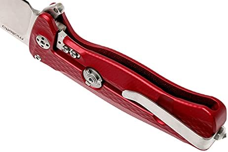 Lion Steel SR22A Sleipner Frame Lock Folding Pocket Knife - Machined Aluminum Handle, IKBS Ball Bearing System, Dual Carry Clip (Red Handle, Satin Blade), one size