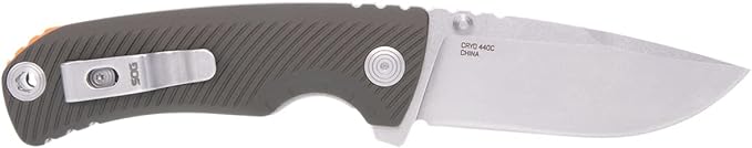 SOG Tellus ATK Outdoor Assisted Opening Frame Lock Folding Knives | Ambidextrous GRN Handle | CRYO 440C Stainless Steel Blade | Adjustable Belt Clip