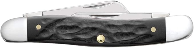 Case WR XX Pocket Knife Rough Black Jigged Synthetic Medium Stockman Item #18222 - (6318 SS) - Length Closed: 3 5/8 Inches