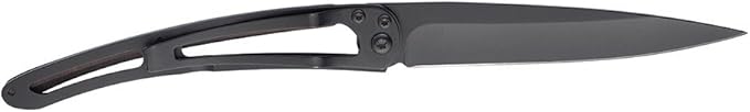 Deejo Ultra Lightweight Folding Pocket Knife with Belt Clip - Ebony Version 1.3 oz - Fine, Sharp Blade - Black Titanium Coating Stainless Steel - Elegant and Modern Design