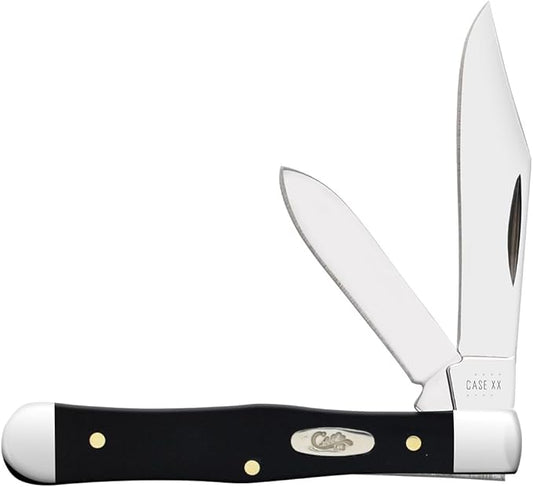 Case XX WR POCKET KNIFE, SMOOTH SYNTHETIC BLACK SWELL CENTER JACK, 3 INCHES CLOSED, ITEM #22411