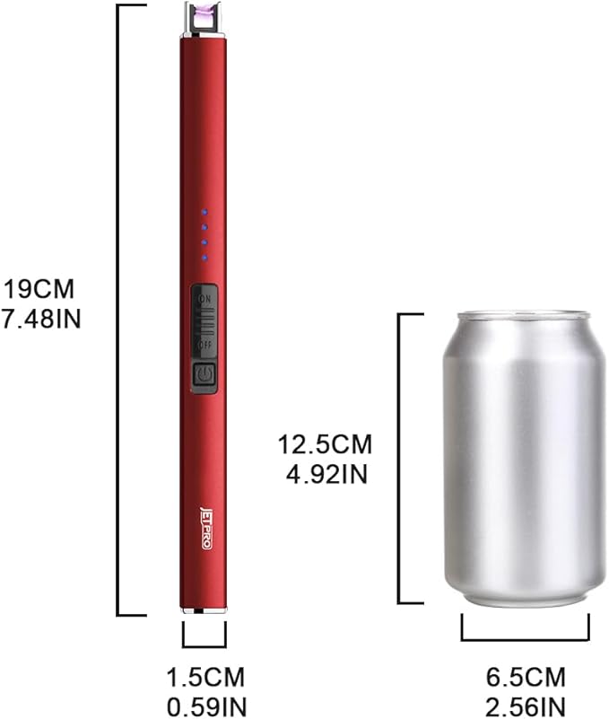 Electric Lighter Arc Windproof Flameless USB Lighter Rechargeable Lighter with Safety Lock for Candle BBQ Camping (Red)