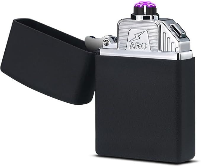 Electric Lighter Plasma Lighter Rechargeable USB Lighter Six Arc Lighter Cool Lighter Candle Lighter Windproof Flameless Lighter with Upgraded Smart Chip for Camping, Hiking(Frosted Black)