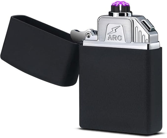 Electric Lighter Plasma Lighter Rechargeable USB Lighter Six Arc Lighter Cool Lighter Candle Lighter Windproof Flameless Lighter with Upgraded Smart Chip for Camping, Hiking(Frosted Black)