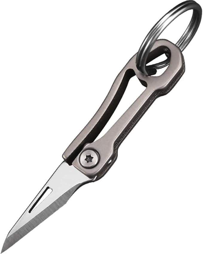 Ultra Small Little Folding Pocket Titanium Alloy Knife with 420j2 Stainless Steel Blade, Mini EDC Portable Knife/Box Cutter/Package Opener, Ultra Compact and Lightweight Mini Folding Knife
