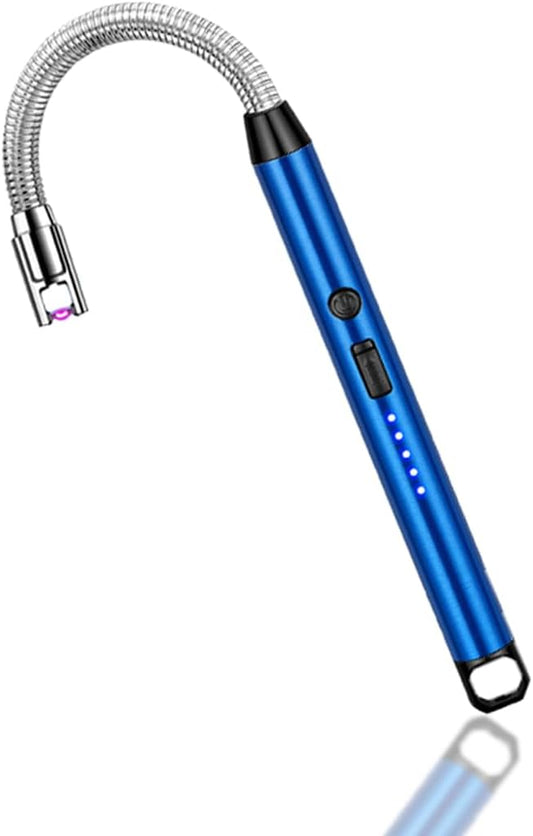 Candle Lighter Electric Lighter Rechargeable Arc Lighter with LED Battery Display360° Flexible Neck Flameless Grill Long Lighters for Light Candles Gas Stoves Camping Barbecue. (Blue)