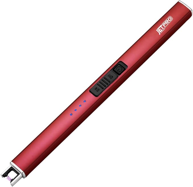 Electric Lighter Arc Windproof Flameless USB Lighter Rechargeable Lighter with Safety Lock for Candle BBQ Camping (Red)