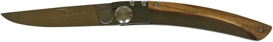 Le Thiers Made In France Stainless Steel Folding Pocket Knife With K-Lock, 3-in (7.6cm), Olive Wood Handle