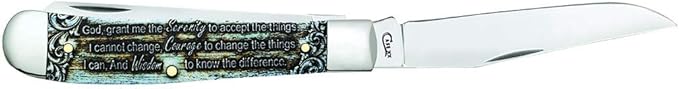 Case WR XX Pocket Knife Serenity Prayer Trapper Natural Bone Color Wash Item #38822 - (6254 SS) - Length Closed: 4 1/8 Inches