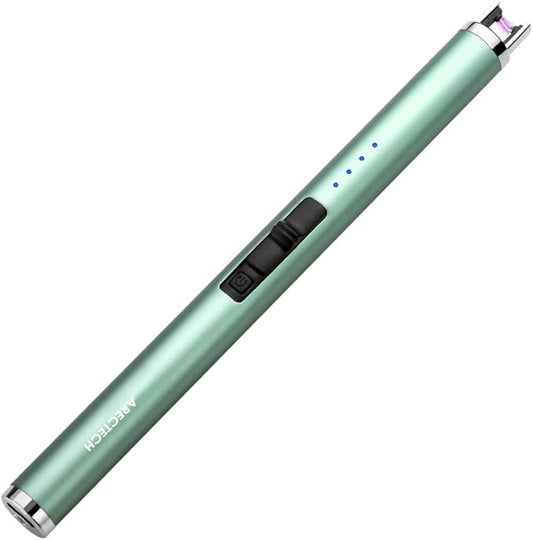 ARECTECH Lighter Rechargeable Lighter Electric Lighter Candle Lighter Arc Plasma Lighters for Candle Kitchen Camping Type-C Green