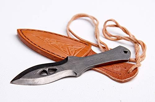 Toferner Hand Forged Sports Knife Markmanship with Leather Neck Case, Vintage Sports Knife with Sheath, Hardened Blade, Hand Made Craft, Gift Idea for Men