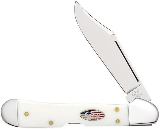 Case XX WR Pocket Knife Mini Copperlock White Synthetic Stars & Stripes Item #39918 (41749L SS) 3 5/8 inches Closed, Made In USA