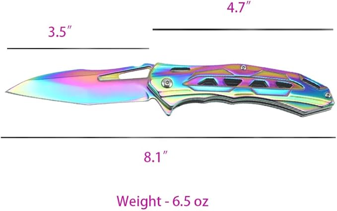 Golden Pocket Folding Knife with 3.5”Stainless Steel blade and handle with liner-lock and pocket clip (Colour)