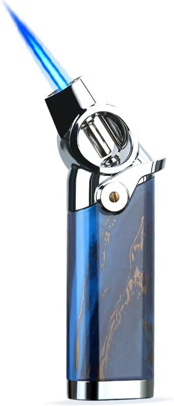 HONEST Single Jet Flame Butane Lighters Refillable Torch Lighters Adjustable Gas Lighter Windproof Lighters Gift for Men BBQ Grill Camping (Blue)