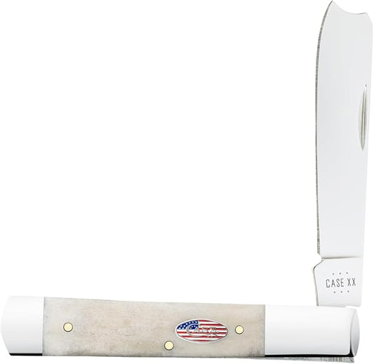 Case xx Knives Razor Jack Stars and Stripes Natural Bone 14096 Carbon Pocket Knife
