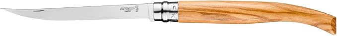 Opinel Effile Slimline Series Folding Fillet Knife – Slim Blade Folding Knife, Virobloc Locking Collar, Sustainably Harvested Wood Handles, Updated Blade Profile (Olivewood/No.15)