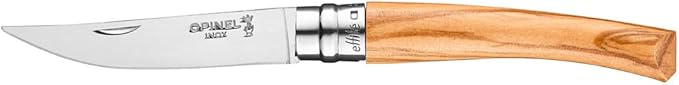 Opinel Effile Slimline Series Folding Fillet Knife – Slim Blade Folding Knife, Virobloc Locking Collar, Sustainably Harvested Wood Handles, Updated Blade Profile (Olivewood/No.08)