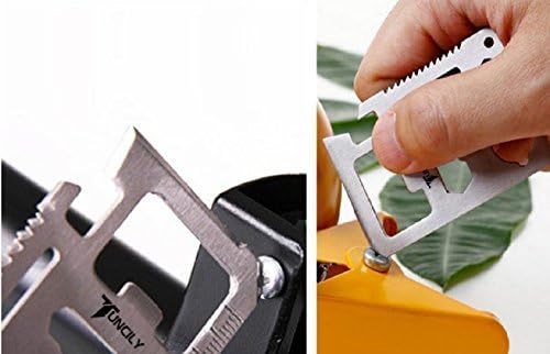Survival Credit Card Multitool by Tuncily (Silver) - 11 in 1 Wallet Multipurpose Tool, Bottle Opener, Everyday Utility Tactical Multi Tool | Surprise Gift for All Occasions