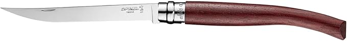 Opinel Effile Slimline Series Folding Fillet Knife – Slim Blade Folding Knife, Virobloc Locking Collar, Sustainably Harvested Wood Handles, Updated Blade Profile (Padouk Wood/No.12)