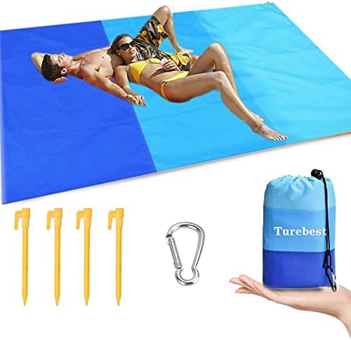 Beach Blanket 79 * 55inch, Compact Sand Proof and Waterproof Picnic Blanket, with Portable Storage Bag, Great for Outdoor Travel Camping Hiking Festival Park Sports