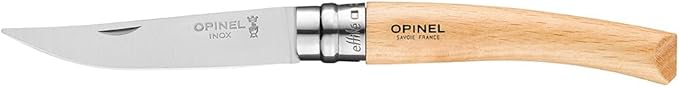 Opinel Effile Slimline Series Folding Fillet Knife – Slim Blade Folding Knife, Virobloc Locking Collar, Sustainably Harvested Wood Handles, Updated Blade Profile (Beechwood/No.08)