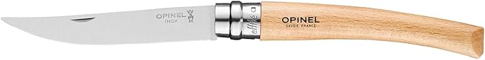 Opinel Effile Slimline Series Folding Fillet Knife – Slim Blade Folding Knife, Virobloc Locking Collar, Sustainably Harvested Wood Handles, Updated Blade Profile (Beechwood/No.10)