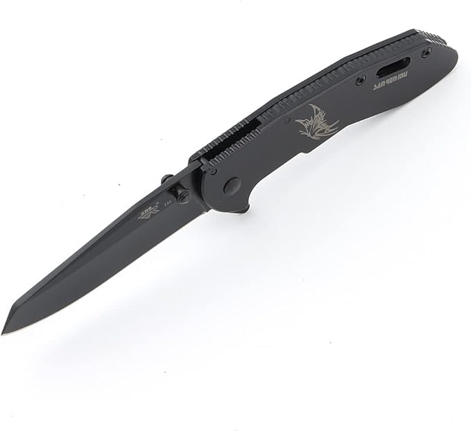 Sanrenmu B4-735 Black 8Cr13MoV Blade Stainless Handle Folding Knife