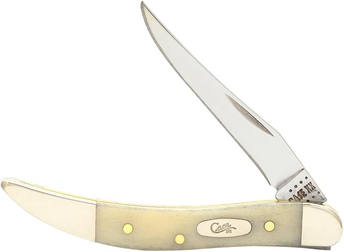 Case XX WR POCKET KNIFE, SMALL TEXAS TOOTHPICK NATURAL SMOOTH BONE W/SCRIPT SHIELD, 3 INCHES CLOSED, ITEM #26192
