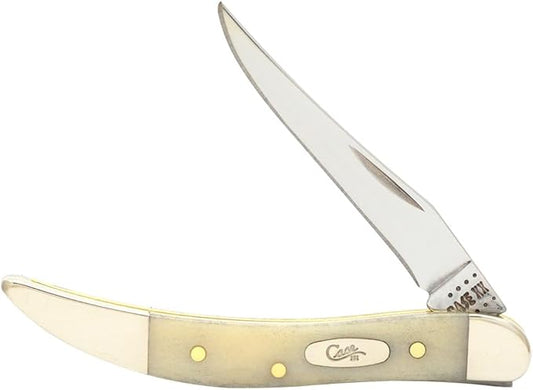 Case XX WR POCKET KNIFE, SMALL TEXAS TOOTHPICK NATURAL SMOOTH BONE W/SCRIPT SHIELD, 3 INCHES CLOSED, ITEM #26192