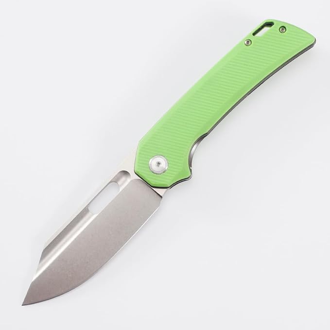 Knife Folding Pocket Knife 3.5 "Stone Wash 14C28N Blade (green)