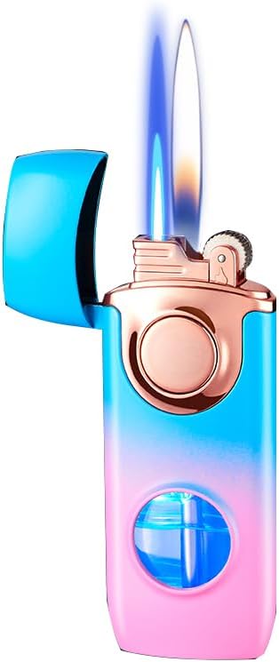 Lighter Jet Torch Lighter Soft Flame Lighter 2 in 1 Windproof Refillable Butane Lighter Good for Cigarette Cigar Candle Camping Hiking (Blue-Pink)