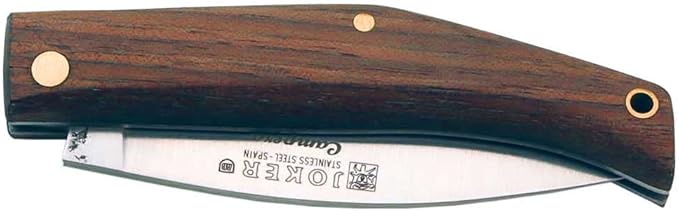 Joker piston pocket knife, dark walnut wood handle, 2.67 in. MOVA steel blade, 43 gr, NN144. Knife made in Albacete (Spain) tool for fishing, hunting, camping and hiking