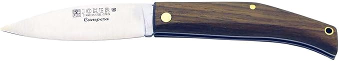 Joker piston pocket knife, dark walnut wood handle, 2.67 in. MOVA steel blade, 43 gr, NN144. Knife made in Albacete (Spain) tool for fishing, hunting, camping and hiking