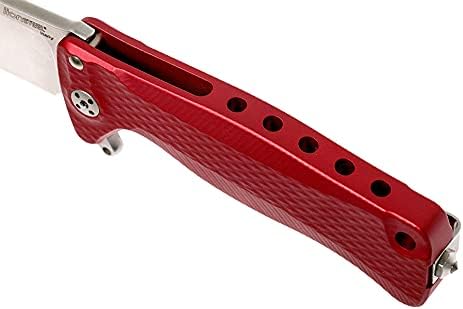 Lion Steel SR22A Sleipner Frame Lock Folding Pocket Knife - Machined Aluminum Handle, IKBS Ball Bearing System, Dual Carry Clip (Red Handle, Satin Blade), one size
