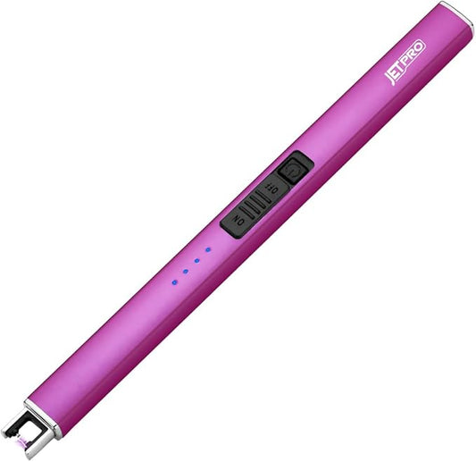 Electric Lighter Arc Windproof Flameless USB Lighter Rechargeable Lighter with Safety Lock for Candle BBQ Camping (Purple)