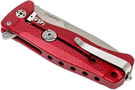 Lion Steel SR22A Sleipner Frame Lock Folding Pocket Knife - Machined Aluminum Handle, IKBS Ball Bearing System, Dual Carry Clip (Red Handle, Satin Blade), one size