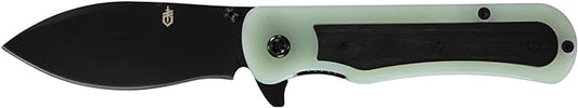 Gerber Gear Confidant Pocket Knife - 3.2" Drop Point Blade Folding Knife - EDC Gear and Equipment - Jade and Black Bamboo