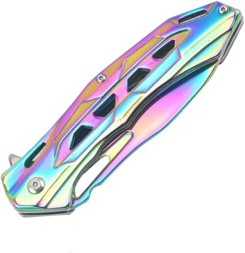 Golden Pocket Folding Knife with 3.5”Stainless Steel blade and handle with liner-lock and pocket clip (Colour)